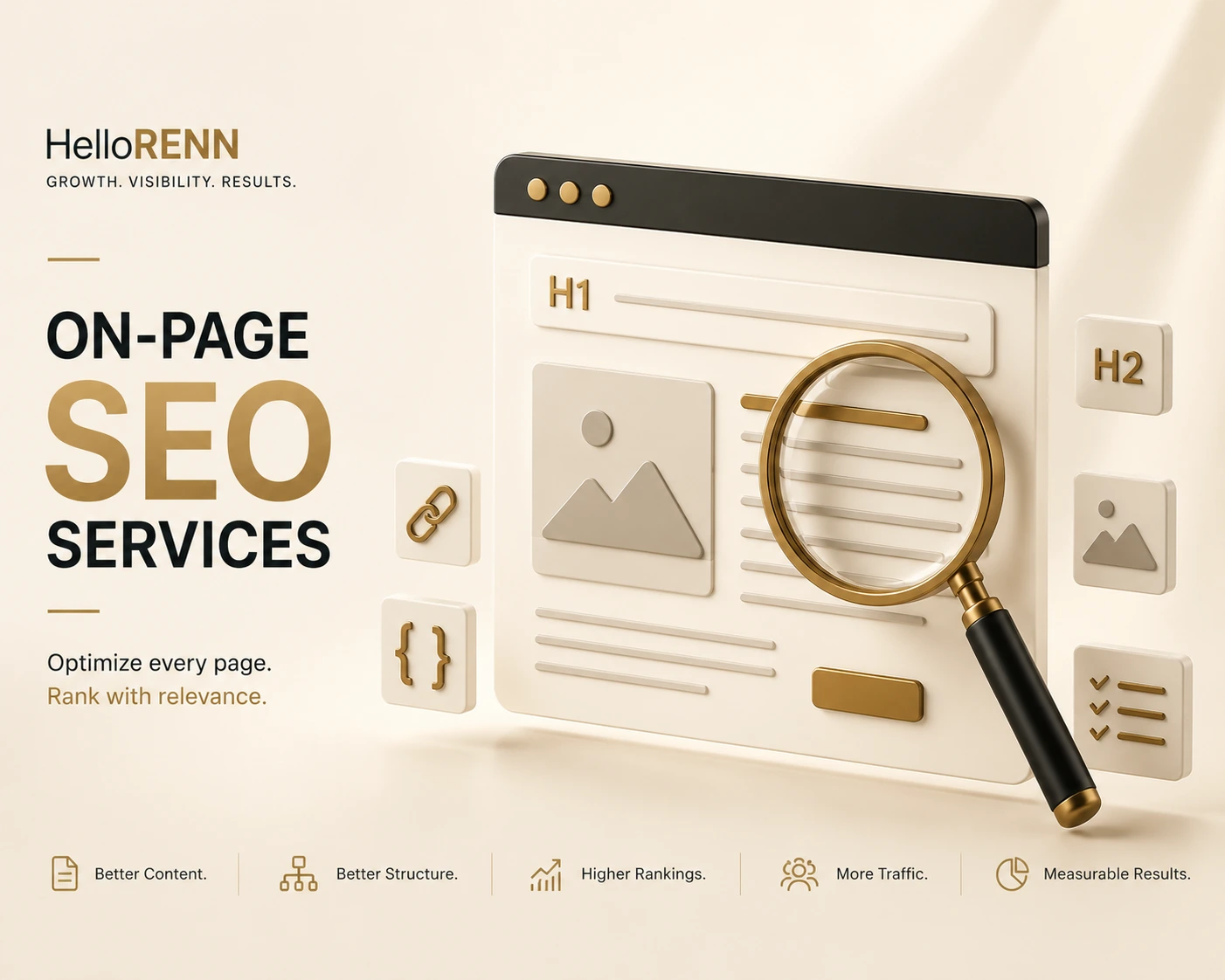 Hello Renn On-Page SEO services organic traffic dashboard